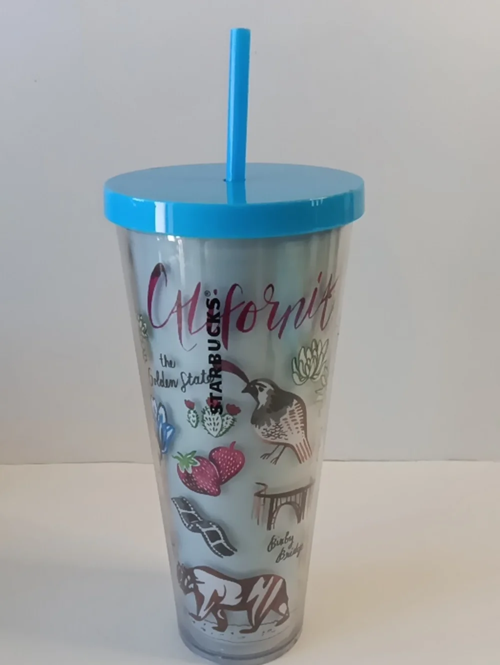 Starbucks California 24oz Cold Cup Tumbler with Blue Lid and Straw